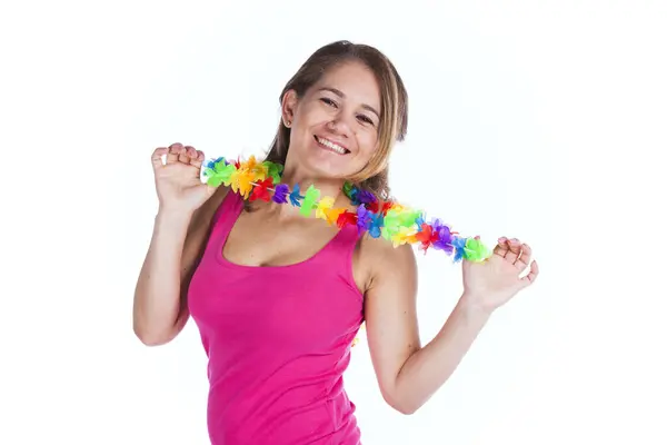 Happy Hula Dancer Garland Isolated White Royalty Free Stock Photos