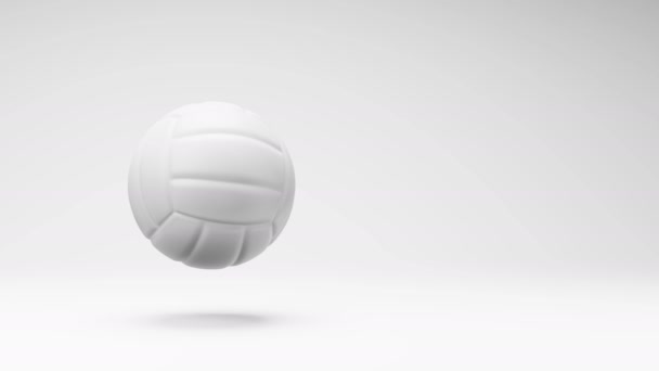 White Volleyball Ball Spinning Studio Jasnoszary Tło Płynna Pętla Animacja — Wideo stockowe