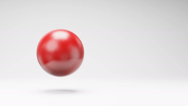 Red Bowling Ball Spinning Een Studio Licht Grijze Achtergrond Naadloze — Stockvideo