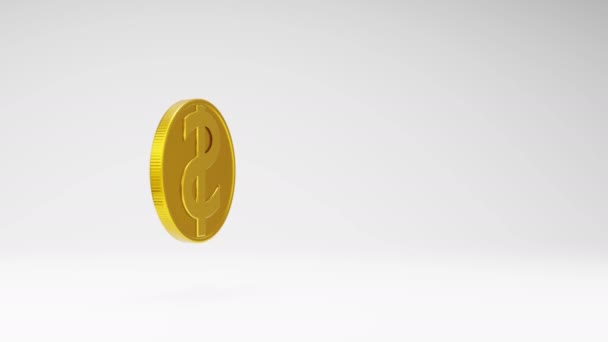 One Golden Dollar Coin Spinning Studio Light Gray Background Seamless — Stock video