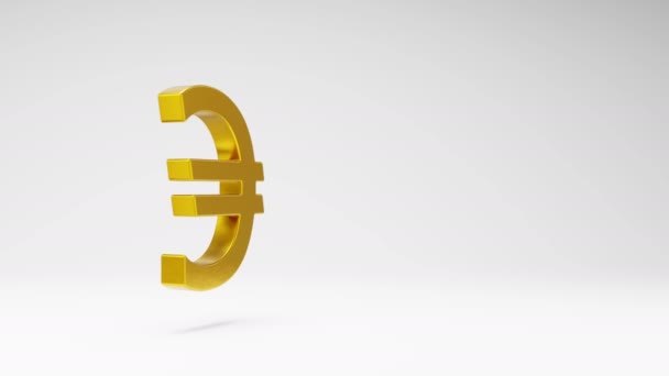 Golden Euro Symbool Vorm Draaien Een Studio Licht Grijze Achtergrond — Stockvideo