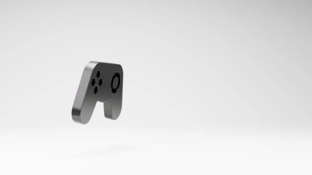 Black Gamepad Controller Symbol Shape Spinning Studio Light Gray Background — Stok Video