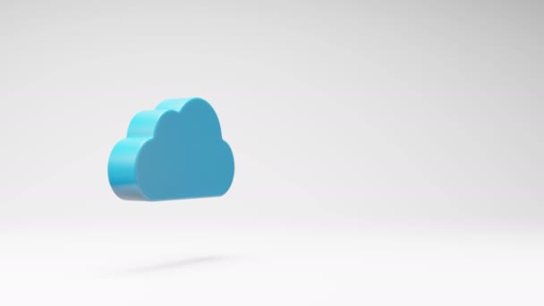 Blue Cloud Shape Spinning Studio Light Gray Background Seamless Loop — Vídeos de Stock