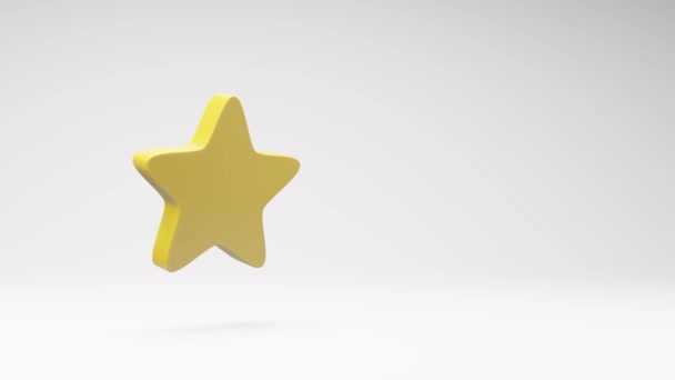 One Yellow Star Shape Spinning Studio Light Gray Background Seamless — Stockvideo