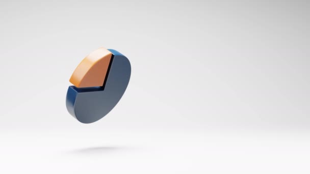 Pie Diagram Shape Spinning Studio Light Gray Background Seamless Loop — Video