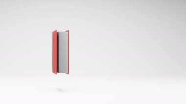 Red Binder Spinning on a Studio Light Gray Background, Seamless Loop 3D Animation with Copy Space