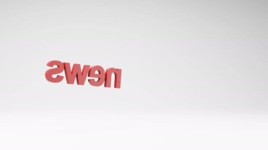 News 3D Red Text Spinning on a Studio Light Gray Background, Seamless Loop 3D Animation with Copy Space