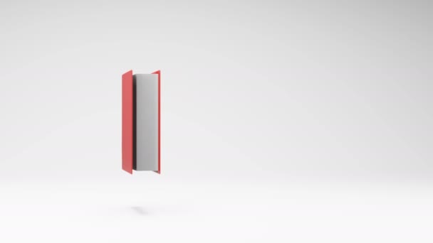 Red Binder Spinning Studio Light Gray Background Seamless Loop Animation — Stockvideo