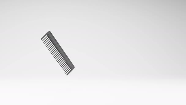One Black Comb Spinning Studio Light Gray Background Seamless Loop — Stockvideo