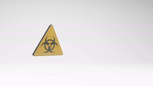 Black Yellow Pandemic Symbol Warning Triangle Spinning Studio Light Gray — Vídeos de Stock