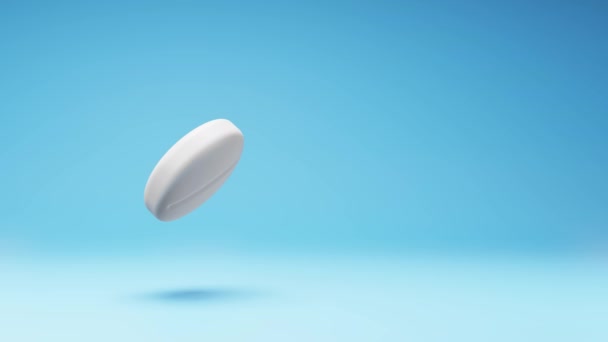 One White Tablet Spinning Studio Blue Background Seamless Loop Animation — Αρχείο Βίντεο