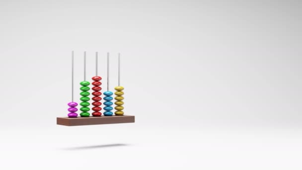 Colorful Wooden Abacus Spinning Studio Light Gray Background Seamless Loop — Stockvideo