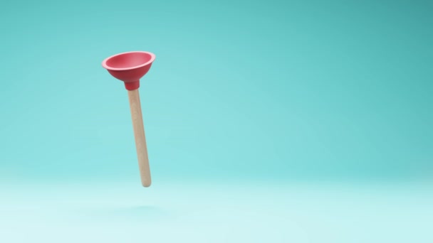 One Plunger Spinning Studio Blue Background Seamless Loop Animation Copy — Stock Video