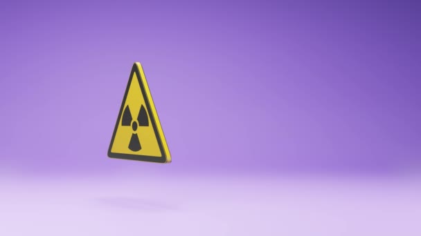 Radiation Hazard Symbol Spinning Studio Purple Background Seamless Loop Animation — стокове відео