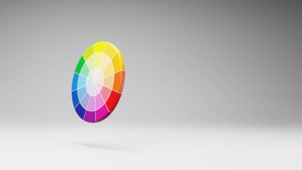 Цветной Круг Вращения Светло Сером Фоне Студии Бесшовная Петля Анимации — стоковое видео
