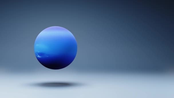 Neptune Planet Girando Sobre Fondo Azul Estudio Animación Bucle Transparente — Vídeo de stock
