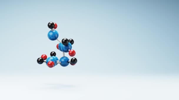 スタジオに回転する分子形状構造青の背景 コピースペースを備えたシームレスなループ3Dアニメーション — ストック動画