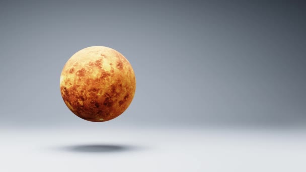 Planeta Wenus Powierzchnia Obracająca Się Szaroniebieskim Tle Studio Płynna Pętla — Wideo stockowe