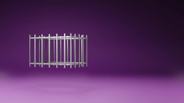 Empty Iron Cage Spinning Studio Purple Background Seamless Loop Animation — 비디오
