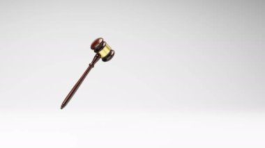 Jüriler Gavel Dönüşü Stüdyo Işık Gri Arkaplan, Kusursuz Döngüsü Kopyalama Boşluğu ile 3B Canlandırması