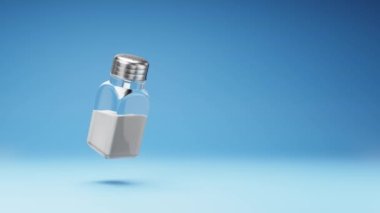 Stüdyo Mor Arkaplanda Cam Tuzlu Sallayıcı Dönüşü, Kopya Boşluğu ile Kusursuz Döngüsü 3B Animasyon