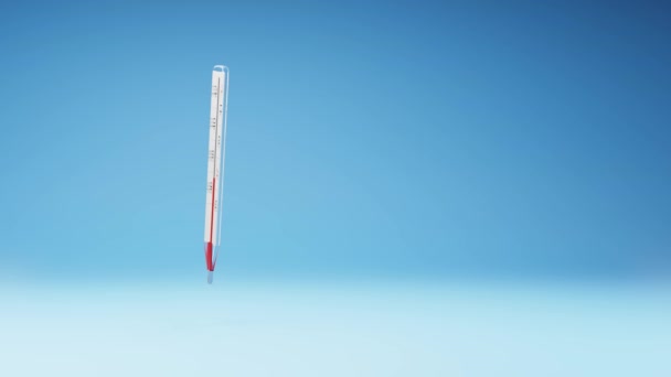 Klinische Thermometer Draaien Een Studio Blauwe Achtergrond Naadloze Loop Animatie — Stockvideo