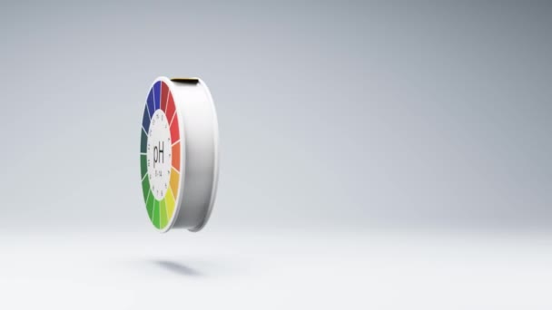 Litmus Paper Wheel Spinning Een Studio Lichtgrijze Achtergrond Naadloze Lus — Stockvideo