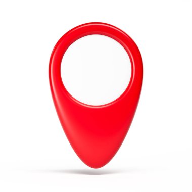 Beyaz Arkaplanda Gölge 3 boyutlu Görüntü ile izole edilmiş bir Kırmızı Boş Harita İşaretleyici