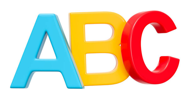 Colorful ABC 3D Text Shape Isolated on White Background 3D Illustration