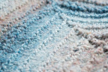 Örgü arka plan. Örülmüş kumaş dokusu, saf koyun yünü, renk değişimi..