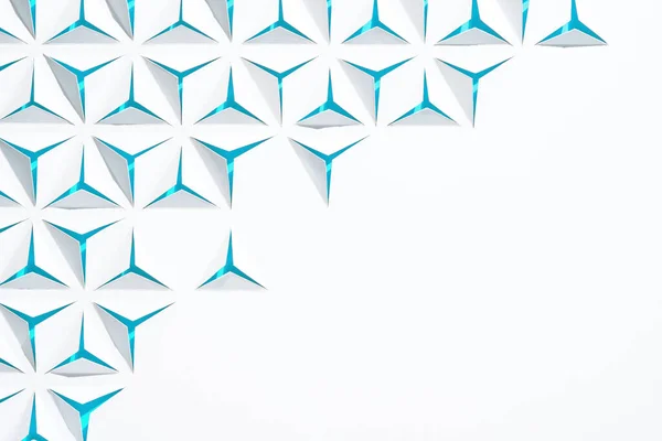 Abstract Geometric Background Copyspace Triangles Cut Out Paper White Blue — Stok fotoğraf
