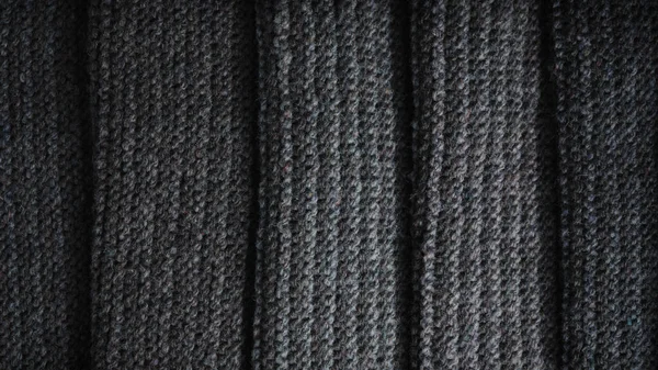 Folds Black Knitted Fabric Knitted Texture Background — Foto Stock