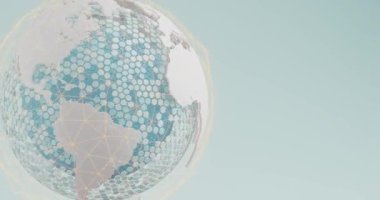 Yüzeyde bir bağlantı ağı ile Dünya 'yı dönen bir küre. Döngülü video.