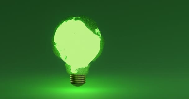 Girando Terra Forma Uma Lâmpada Luminosa Energia Verde Proteção Planeta — Vídeo de Stock