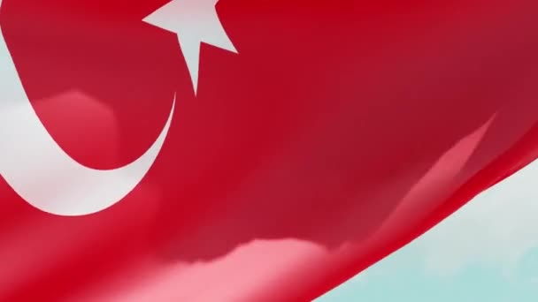Turecká Vlajka Vlaje Větru Proti Obloze Národní Symbol Turecka Volby — Stock video