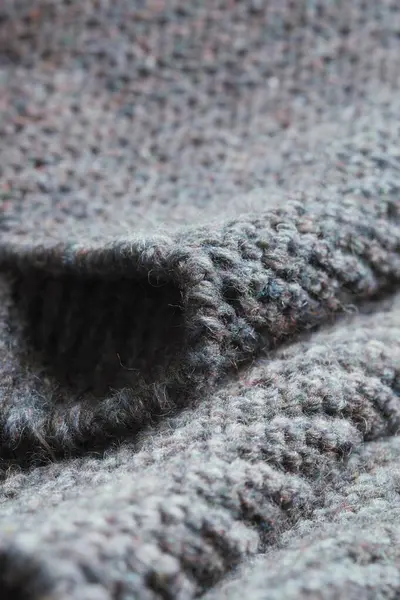 Dark Gray Zigzag Knitted Fabric Knitted Texture — Foto de Stock