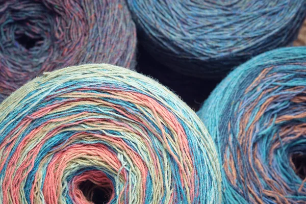 Skeins Organic Multi Coloured Lambswool Yarn — Stock Photo, Image