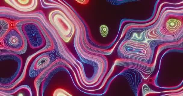Sfondo Psichedelico Astratto Linee Curve Multicolori Bagliore Neon Video Loop — Video Stock