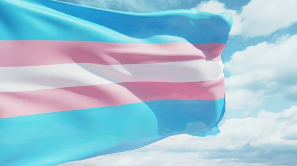 Transgender Vlajka Vlnící Větru Proti Zatažené Obloze — Stock fotografie