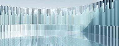 Soyut mimari arkaplan, dikey geometrik şekiller, güneş yansıması.