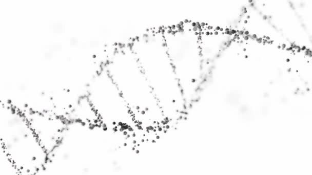 三维绘制Dna双螺旋结构 其球体为白色背景 有复制空间 基因组测序 分子生物学和遗传数据分析 — 图库视频影像