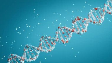 Işık parçacıkları ile DNA iplikçiklerinin 3 boyutlu çizimi. Bilimsel genetik ve moleküler biyoloji kavramı.