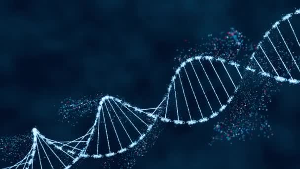 Игристая Структура Спирали Днк Синим Красным Цветами Высокотехнологичная Концепция Генетических — стоковое видео