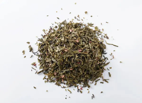 Beyaz Arkaplanda Izole Edilmiş Yeşil Çay — Stok fotoğraf