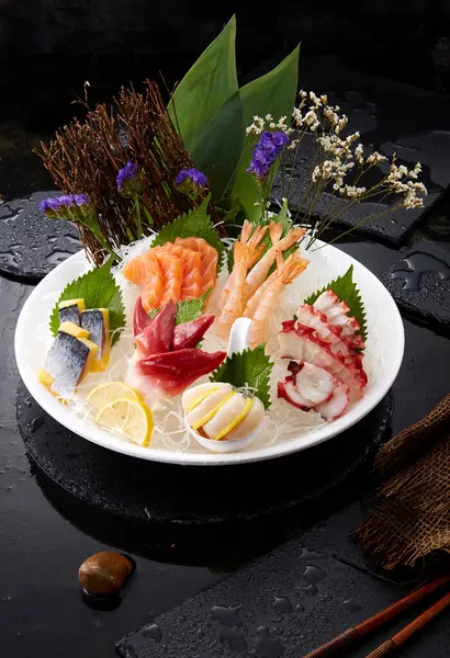 日本料理 寿司を背景に — ストック写真