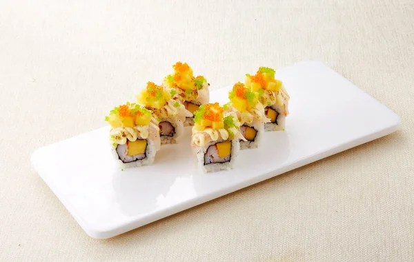 Vynikající Sushi Talíři Zblízka — Stock fotografie