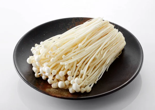 Fresh Chinese White Golden Needle Mushroom Isolated White Background — Stock Photo, Image