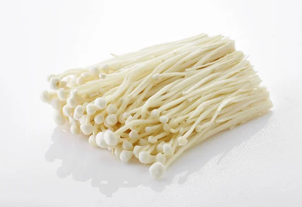 Fresh Chinese White Golden Needle Mushroom Isolated White Background — Stock Photo, Image
