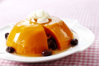 delicious pumpkin pudding with caramel clipart