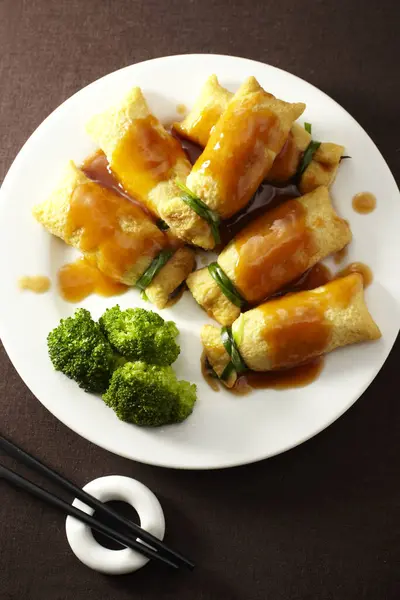 Traditionellt Kinesiskt Kök Baguette Tofu Med Sås — Stockfoto